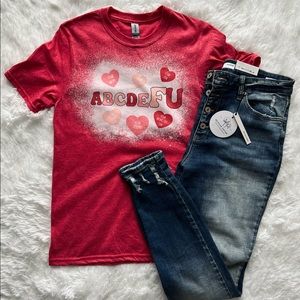 abcde FU Bleach Distressed T-Shirt